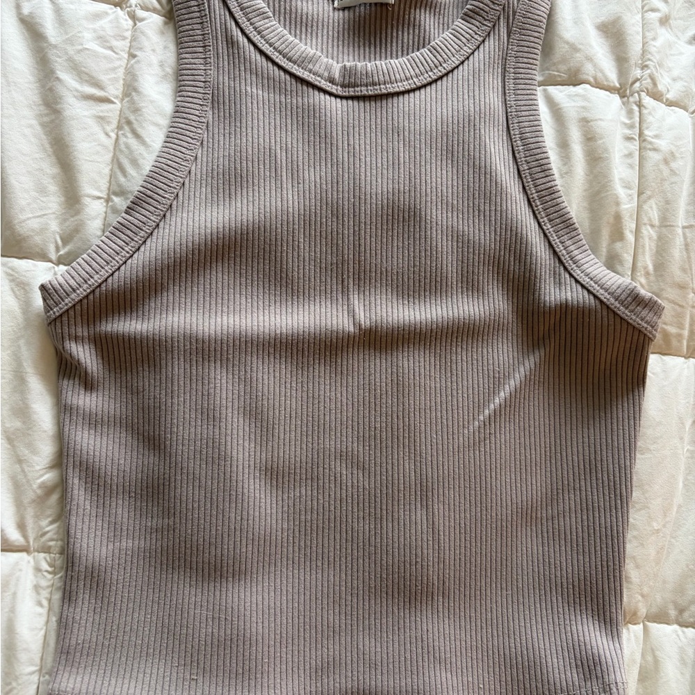 Briavia Ribbed Tank Top in Taupe